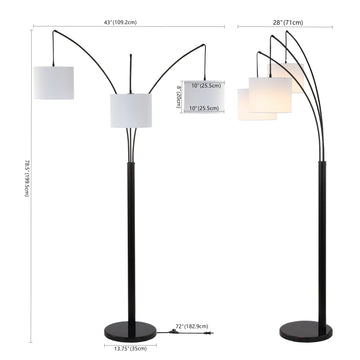 Barrie 78.5" Mid-Century Modern Head-Adjustable Iron LED Arc Floor Lamp - JONATHAN Y